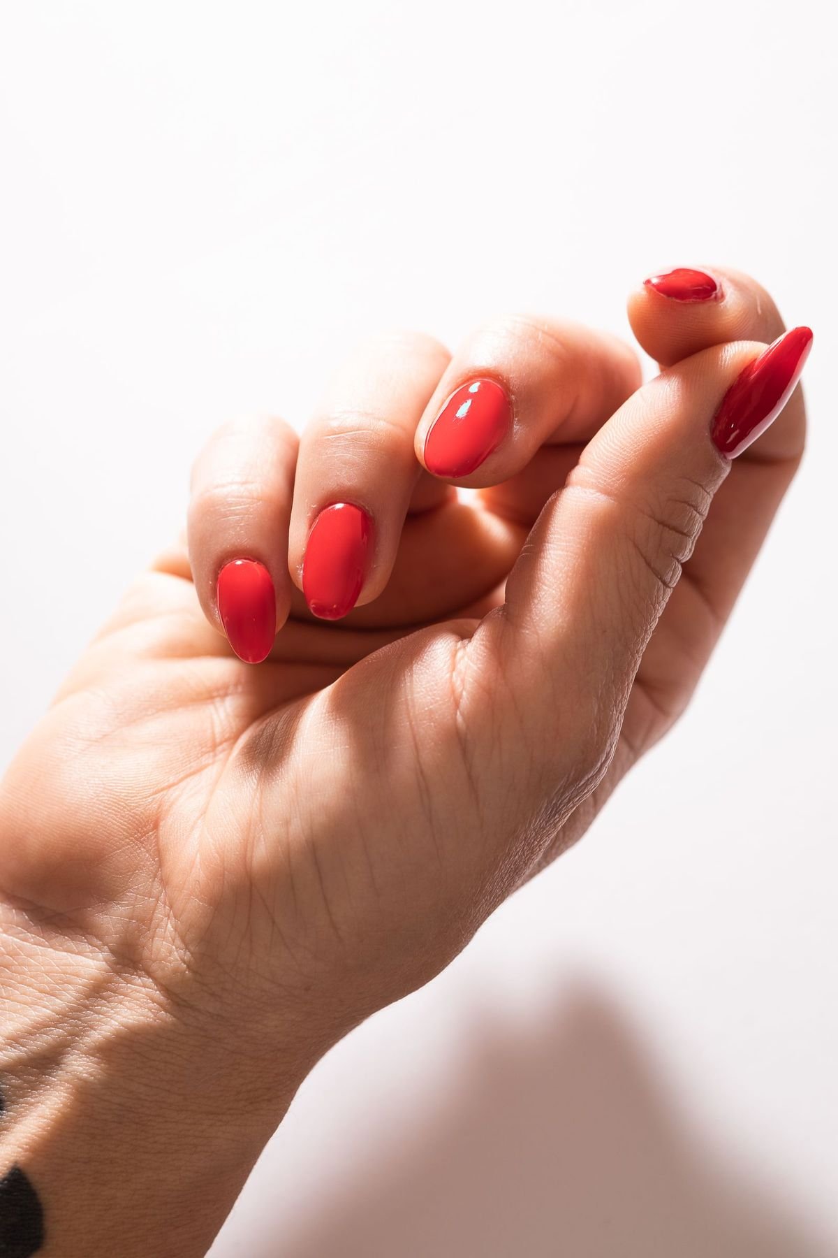 BIAB nails in deep red colour