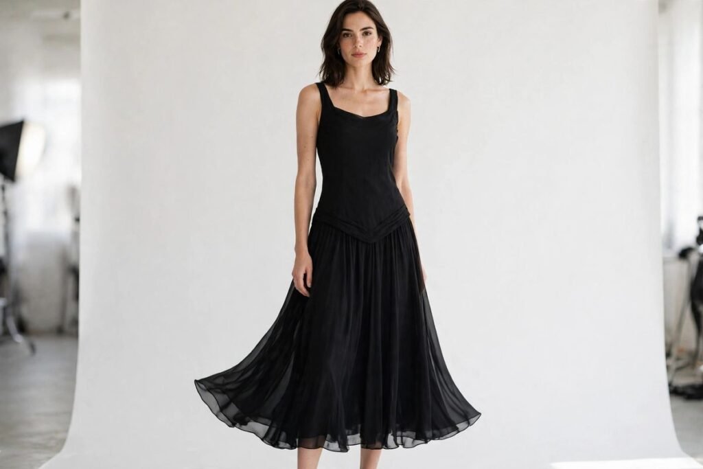 Drop-waist dress outfit for women