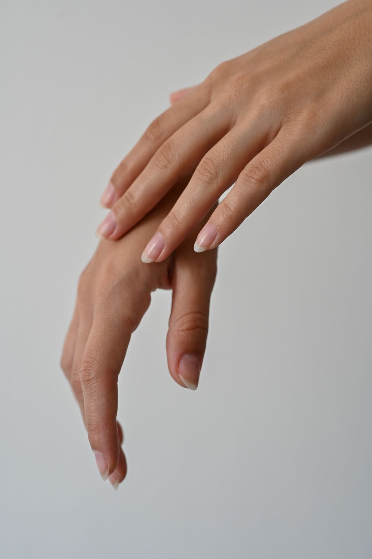 Close-up of healthy natural nails with a glossy finish