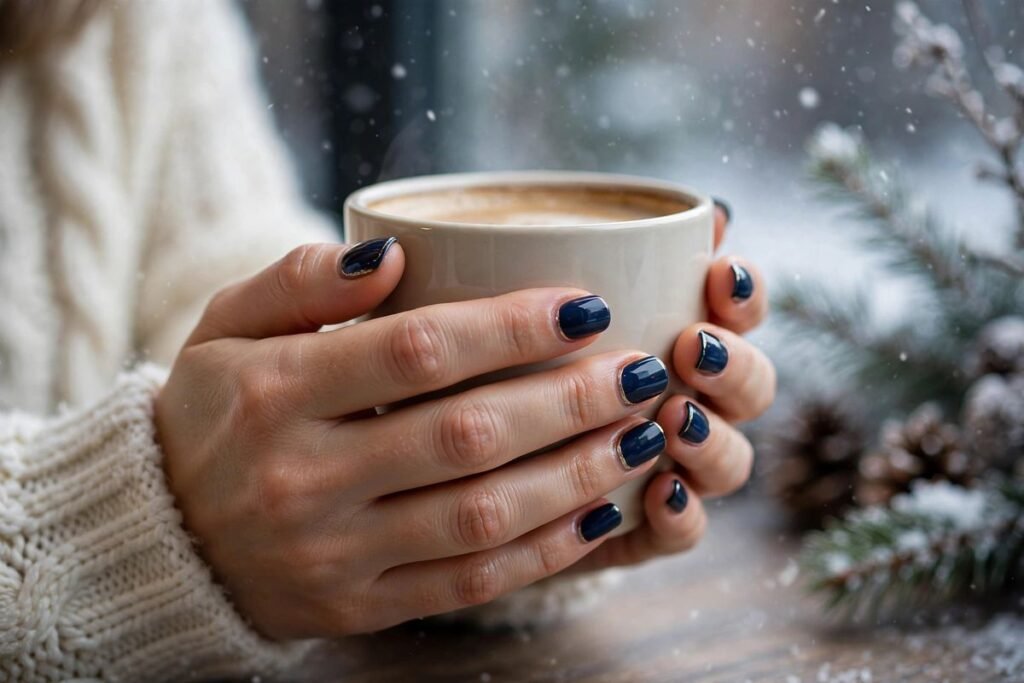 Navy blue nail design for women