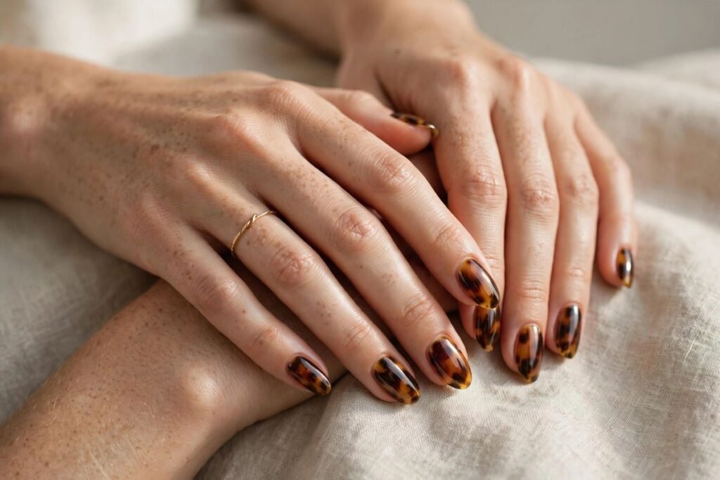 Tortoiseshell Nails: How to Get the Glossy Amber Manicure